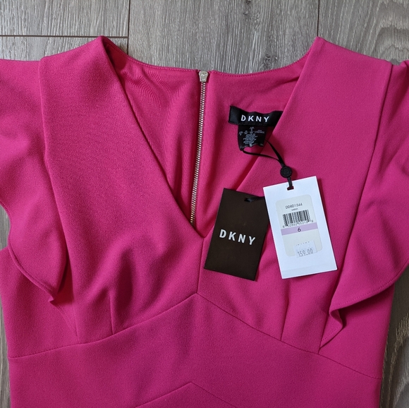 NWT DKNY Hot Pink Fitted Party Dress - Picture 6 of 7